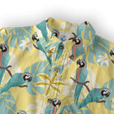 Tropical Parrot Summer Hawaiian Button Down Shirt, Parrot Flowers Pattern Hawaii Shirt - The Palmix